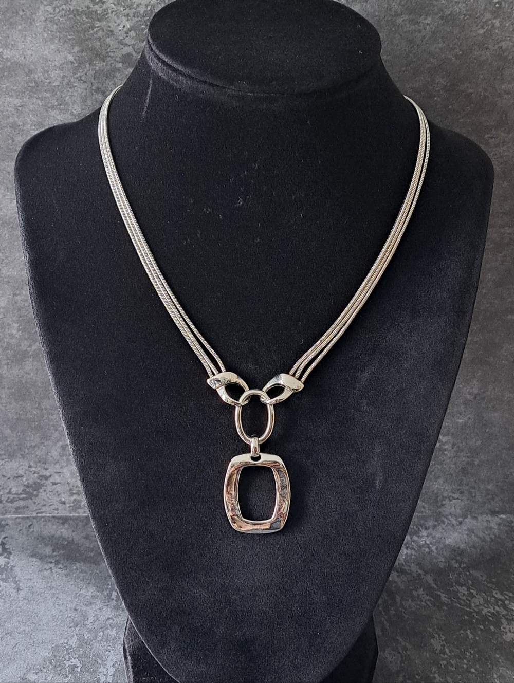 Lia Sophia Silver-Tone Multi-Strand Necklace with Open Geometric Pendant